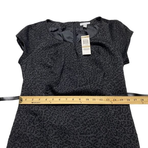 Charter Club Animal Print Knit Lined Dress with Belt Gray Sz 12 NWT - Picture 9 of 12